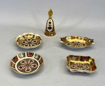 ROYAL CROWN DERBY 1128 PATTERN PIN TRAYS, 4 x heavily gilded, 2 x circular, 11.5inches (the largest)