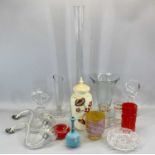 WHITEFRIARS ORANGE GLASS BARK EFFECT CYLINDRICAL VASE, 1960s, 18cms H, a studio glass vase with