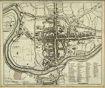 JOHN STOCKDALE 1796 hand coloured engraved map - a plan of Chester, 23 x 27.5cms, and a