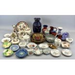MASONS MANDALAY CANDLESTICK, 18.5cms H, ginger jar and cover, 13.5cms H, with other pieces, Wedgwood
