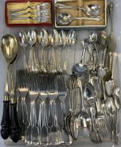HALLMARKED SILVER & EPNS CUTLERY GROUP of 15 & 73 pieces respectively, the silver comprising a