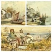 JOSEPH HUGHES CLAYTON (British 1870 - 1930) three watercolours - Cemaes Bay, North Wales, signed