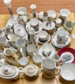 LARGE COLLECTION OF EARLY 1900s WELSH SOUVENIR CHINA WITH TRANSFER DECORATION OF WELSH LADIES,