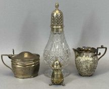 FOUR ITEMS OF SMALL SILVER, comprising Victorian floral embossed cream jug, Birmingham 1895, maker