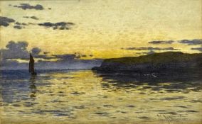 JOHN McDOUGAL RCA (British, 1851-1945) watercolour - titled verso 'After Sundown, Cemaes Bay',