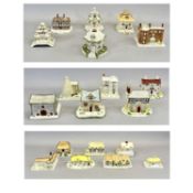 COLLECTION OF NINETEEN COALPORT PASTILLE BURNERS, in the form of cottages and other buildings