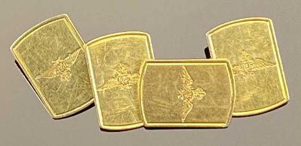 PAIR OF GENTS 18CT GOLD CUFFLINKS with engraved RAF wings symbol, 9g gross Provenance: private