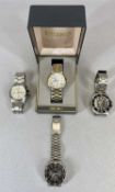 FOUR GENTLEMAN'S STAINLESS STEEL & BI-TONE WRISTWATCHES, all appearing in used conditions, lot