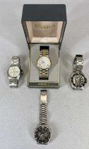 FOUR GENTLEMAN'S STAINLESS STEEL & BI-TONE WRISTWATCHES, all appearing in used conditions, lot