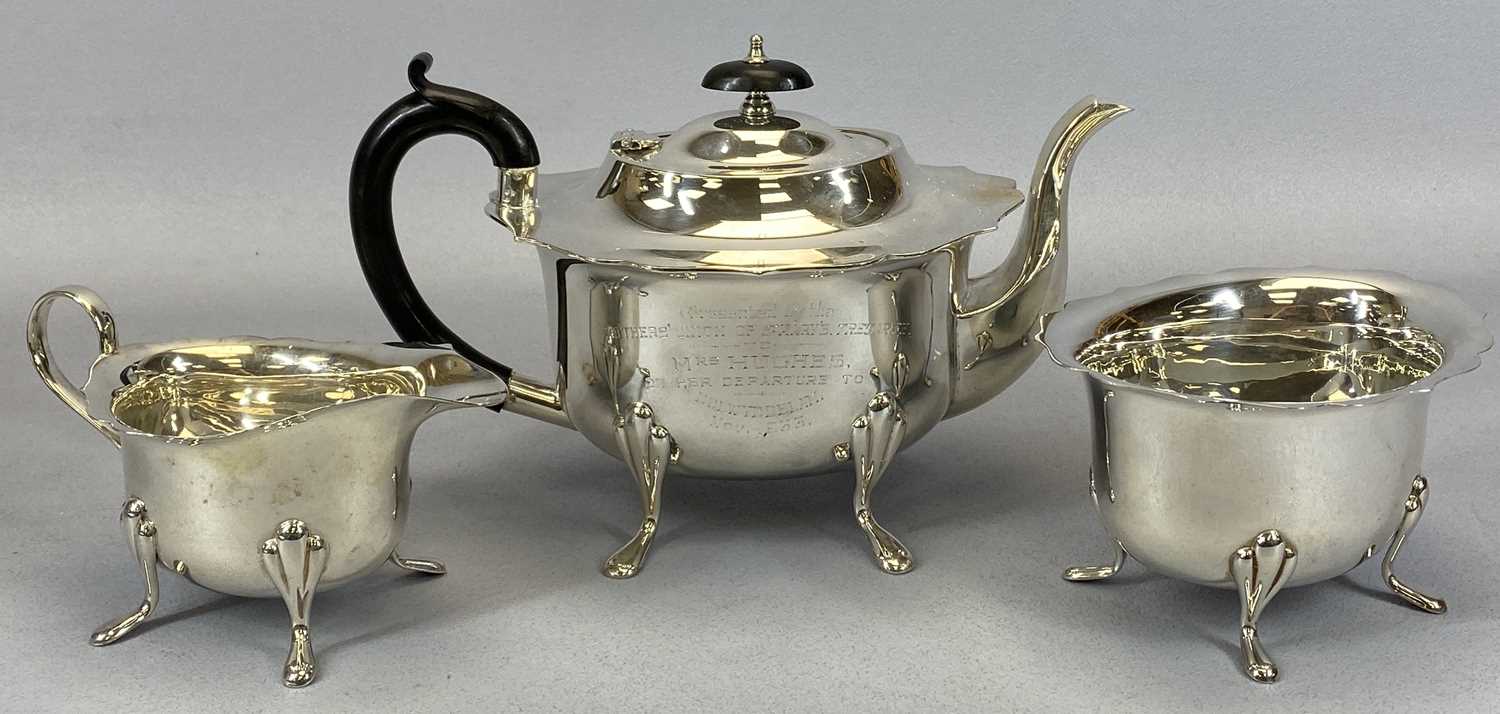 MIXED EPNS & TABLEWARE comprising three-piece presentation tea service, the teapot inscribed ' - Image 2 of 3