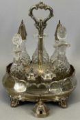 VICTORIAN SILVER TABLE CONDIMENT BOTTLE STAND the stand having a scroll form handle and central