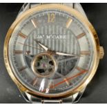 JAMES McCABE GENTLEMAN'S AUTOMATIC SKELETON BI-TONE STAINLESS STEEL BRACELET WRISTWATCH, ref. JM-