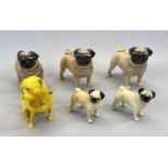 ROYAL WORCESTER PUG DOG, yellow glazed with green highlights, black printed mark no. 267, 11cms H, 3
