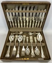OAK CANTEEN OF KINGS PATTERN PLATED CUTLERY BY MAPPIN & WEBB, 44 pieces Provenance: private