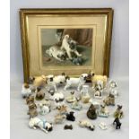 COLLECTION OF CERAMIC PUG DOG FIGURES, 19th Century and later, approx. 30, and a colour print pug,