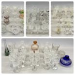 CUT GLASSWARE & OTHER GLASSWARE, drinking glasses, sundae dishes and others, a large quantity