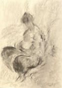 ‡ PAT CLARKE (British, 20th Century) charcoal - mother and child, signed lower left, 60.5 x 42.