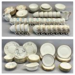 MINTON HORIZON PATTERN DINNER SERVICE, white with gilded rim, 30 pieces, Victorian Staffordshire