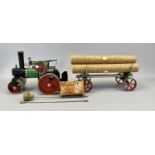 MAMOD LIVE STEAM ROLLER SR1A, BOXED WITH ACCESSORIES, and a Mamod lumber wagon LW1 with logs,