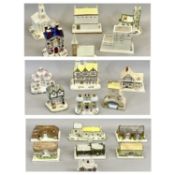 COLLECTION OF NINETEEN COALPORT PASTILLE BURNERS in the form of cottages, barns, churches and