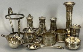 GROUP OF THIRTEEN HALLMARKED SMALL SILVER ITEMS, George IV and later, London, Birmingham & Sheffield