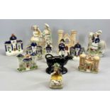 COLLECTION OF MID 19TH CENTURY STAFFORDSHIRE FIGURINES / PASTILLE BURNERS, including Napoleon, 19cms