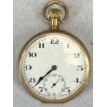 9CT GOLD CASED GENTLEMAN'S POCKET WATCH IN CONGLETON JEWELLER'S PRESENTATION CASE, white enamel dial