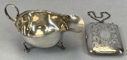 TWO ITEMS OF ENGLISH HALLMARKED & CONTINENTAL STERLING SILVER, comprising a Birmingham sauce / gravy