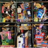 QUANTITY OF VINTAGE, PLASTIC & OTHER TOYS (in 6 boxes / crates) Provenance: private collection