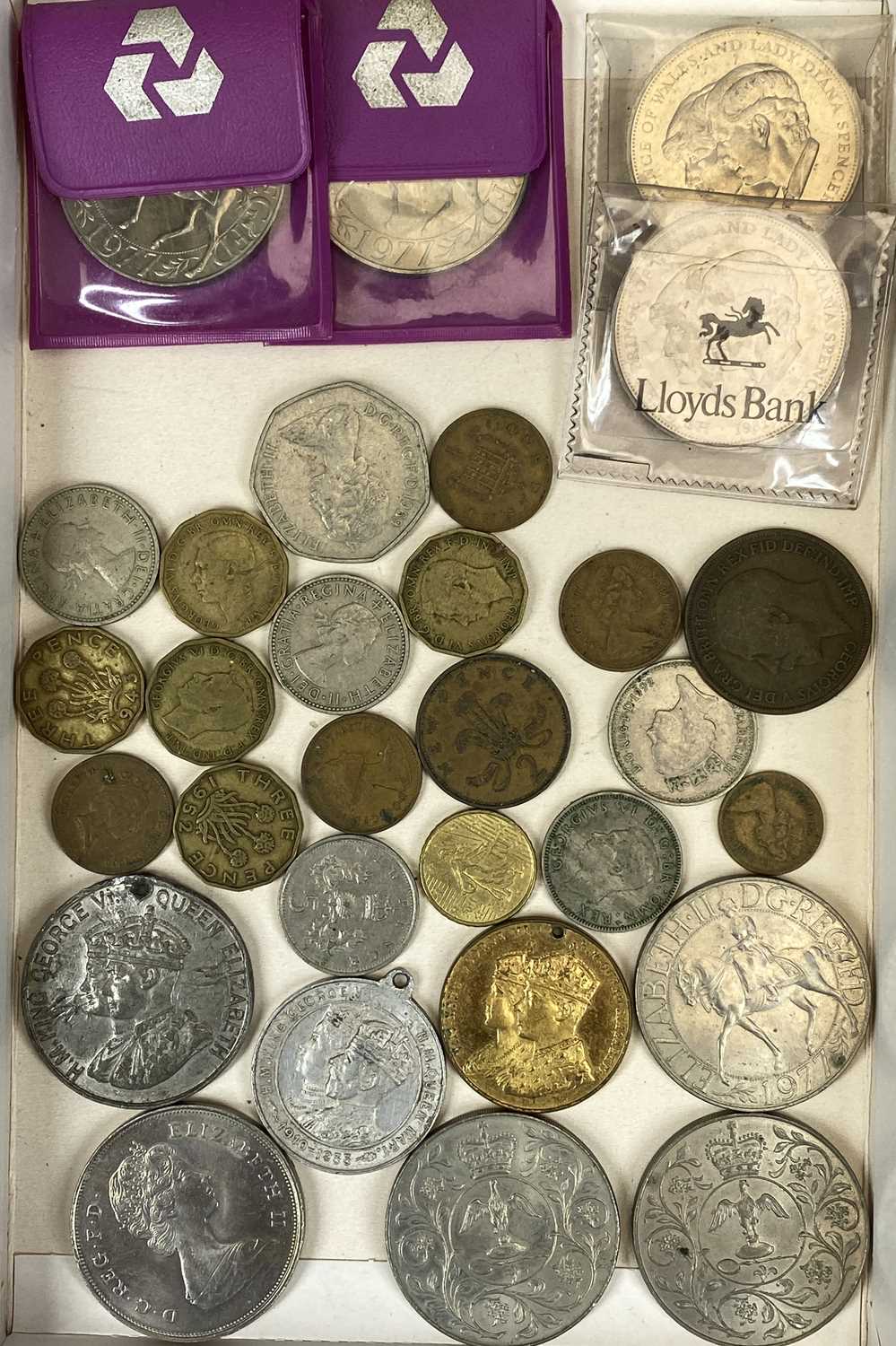 MIXED BUTTONS, BADGES & COINS GROUP, comprising military and other tunic buttons, silver and - Image 3 of 3