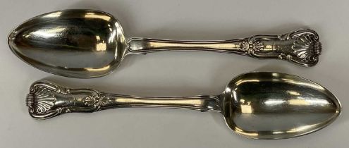 GEORGE IV PAIR OF IRISH SILVER KING'S PATTERN SERVING SPOONS, Dublin 1825, maker Smith & Gamble,