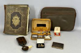 MIXED COLLECTABLES GROUP, to include a Victorian Welsh family bible, leather effect document case,