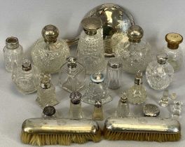 MIXED COLLECTION OF ANTIQUE & LATER LADIES DRESSING TABLE ITEMS, including a pair of globular