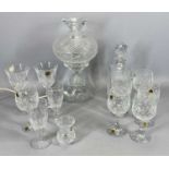 WATERFORD CRYSTAL-TYPE MUSHROOM TABLE LAMP, French / German lead crystal drinking glassware and an