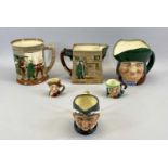 ROYAL DOULTON OLIVER TWIST TANKARD, 15.5cms H, Pickwick Papers jug, 14cms H, character jug Toby