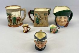ROYAL DOULTON OLIVER TWIST TANKARD, 15.5cms H, Pickwick Papers jug, 14cms H, character jug Toby