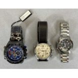 THREE GENTLEMAN'S MODERN WRISTWATCHES, comprising a boxed 'Barkers of Kensington' Megasport in