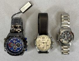 THREE GENTLEMAN'S MODERN WRISTWATCHES, comprising a boxed 'Barkers of Kensington' Megasport in