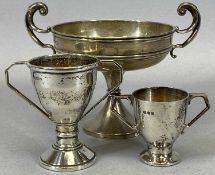 THREE UNINSCRIBED SILVER TROPHIES, the largest London 1903, maker Carrington & Co., banded upper