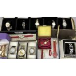 LADY'S STYLISH WRISTWATCHES COLLECTION & CASED ROLLED GOLD PARKER BALLPOINT PEN, 14 x watches,