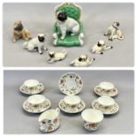SEVEN PORCELAIN PUG DOGS, Meissen, Royal Copenhagen and others, 13cms H (the tallest) and a Minton