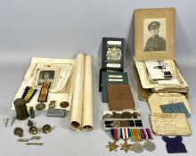 WWI / WWII FATHER & SON MILITARY MEDALS, ASSOCIATED PAPERWORK AND PERSONAL EFFECTS COLLECTION, a