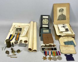 WWI / WWII FATHER & SON MILITARY MEDALS, ASSOCIATED PAPERWORK AND PERSONAL EFFECTS COLLECTION, a