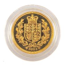 ELIZABETH II 'SHIELD BACK' GOLD SOVEREIGN, 2002, uncirculated, capsule, 7.9g Provenance: private