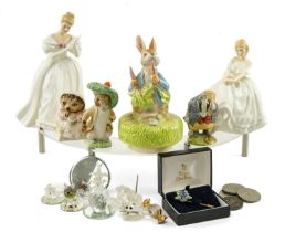 ASSORTED COLLECTIBLE CHINA & GLASS, comprising 2 x Royal Doulton figurines, 4 x Royal Albert Beatrix
