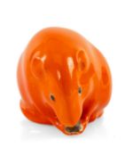 ROYAL WORCESTER PORCELAIN 'NETSUKE', modelled as an orange mouse, green printed marks to base,