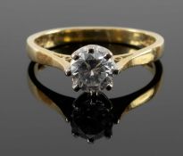SOLITAIRE DIAMOND RING, in 18ct yellow gold shank, diamond appr. 0.7cts, gross wt 2.6g Comments: