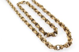 9CT GOLD OVAL LINK CHAIN, 48.5cms long, together with matching bracelet, 19.5cms long, 33.2gms gross