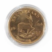 SOUTH AFRICAN 1OZ GOLD KRUGERRAND, 1984, capsule, 34g