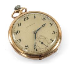 9CT GOLD OPEN FACE POCKET WATCH, the dial with Arabic numerals and marked 'Grosvenor', 49.0gms